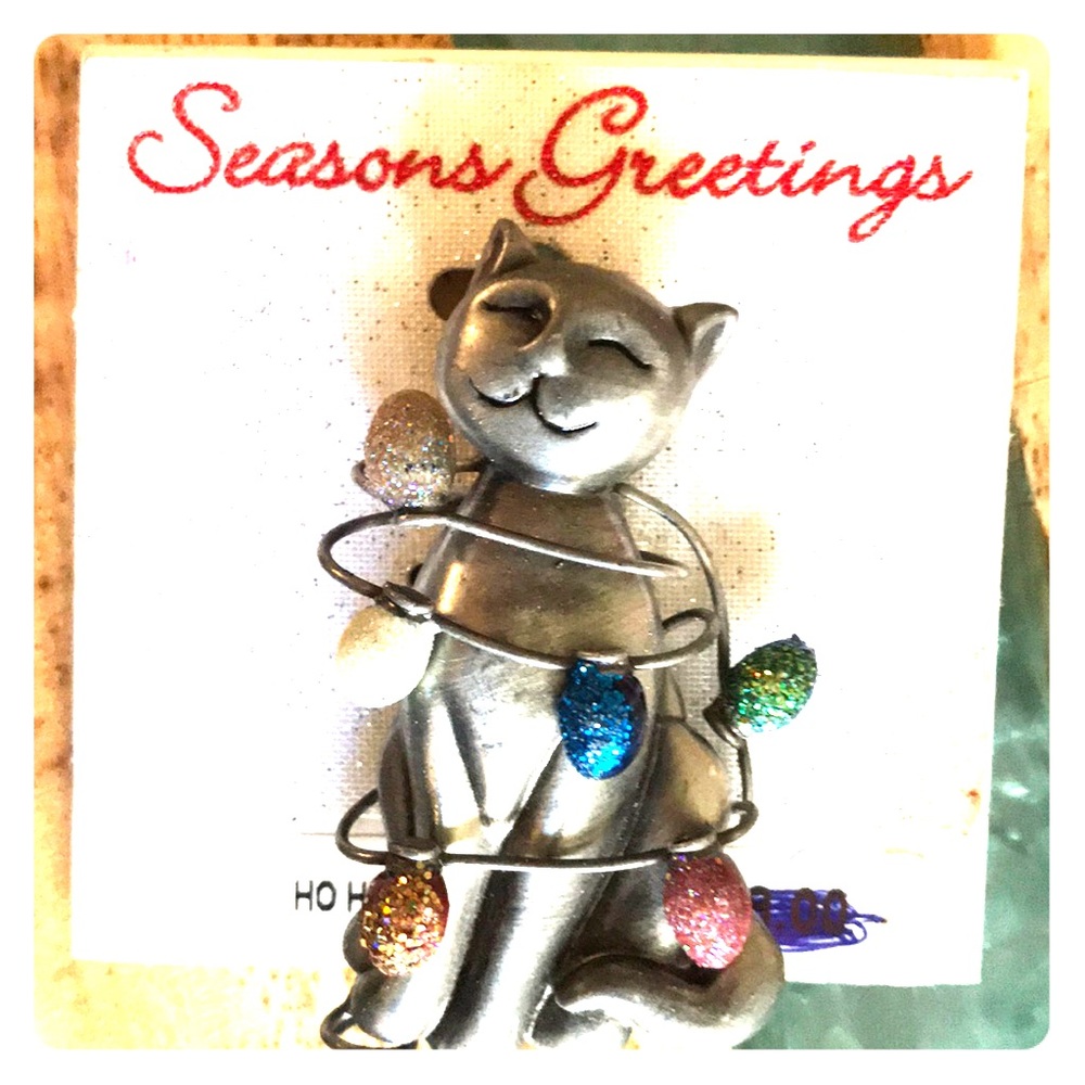 Holiday cat pin